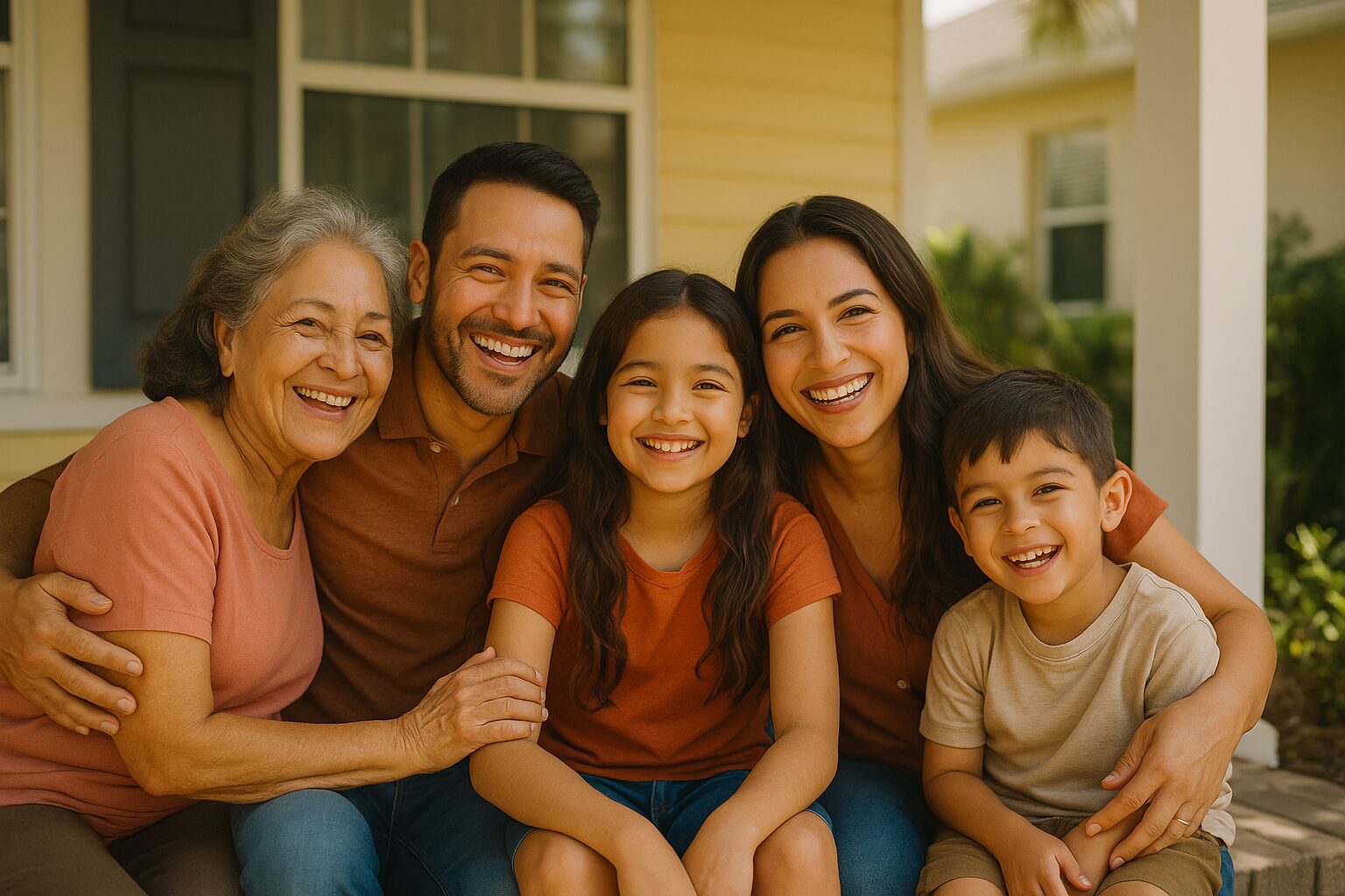 Familia hispana feliz en Florida